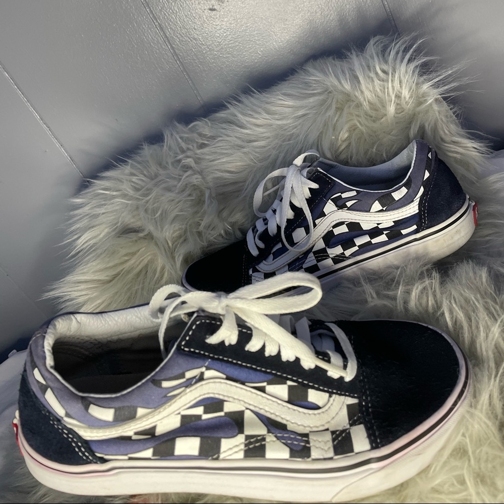 Vans old Skool checkerboard flame blue